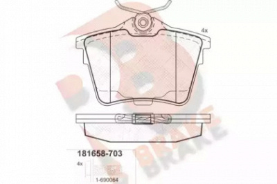 R BRAKE rb1658703 -  Комплект тормозных колодок, дисковый тормоз